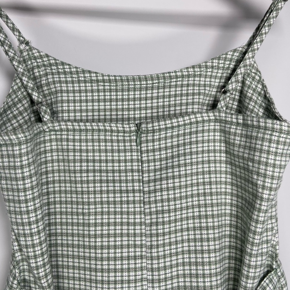 John Galt Plaid Shift Dress Mini White Gingham Preppy Pistachio Green Picnic - Picture 8 of 12